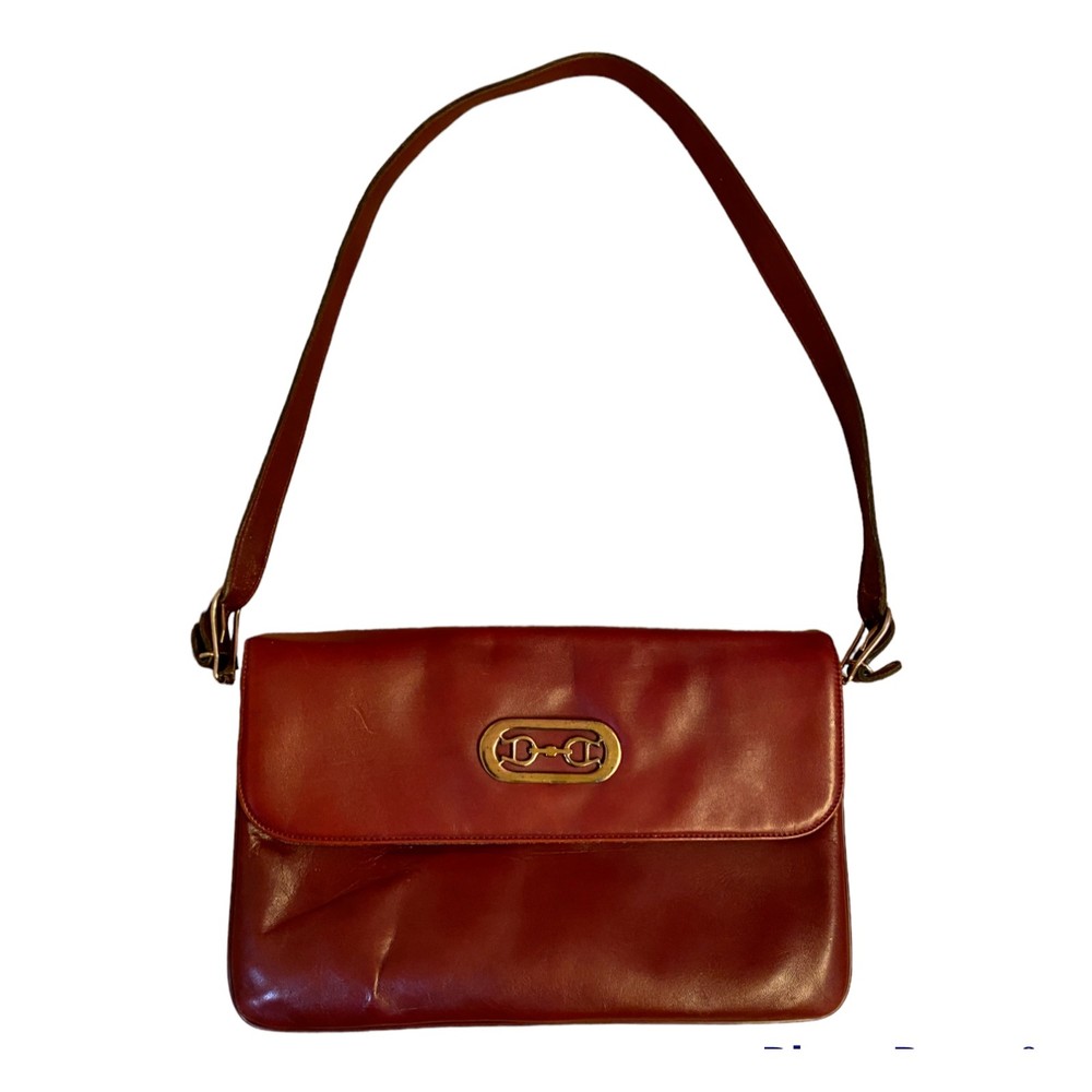 Etienne Aigner Oxblood Leather Purse Shoulder Bag Vintage Handmade Logo Classic